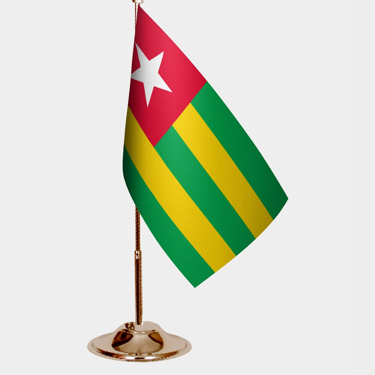 Togo Gold Desk Flag - Premium Metal Stand