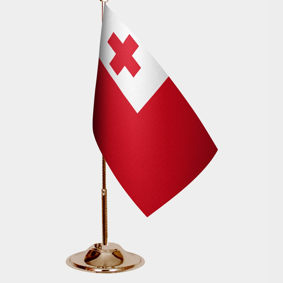 Tonga Gold Desk Flag - Premium Metal Stand