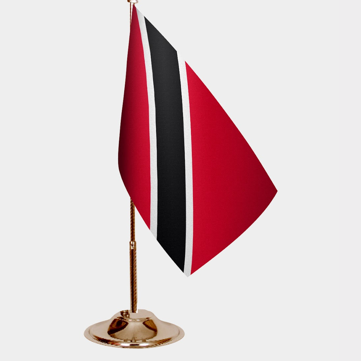 Trinidad And Tobago Gold Desk Flag - Premium Metal Stand