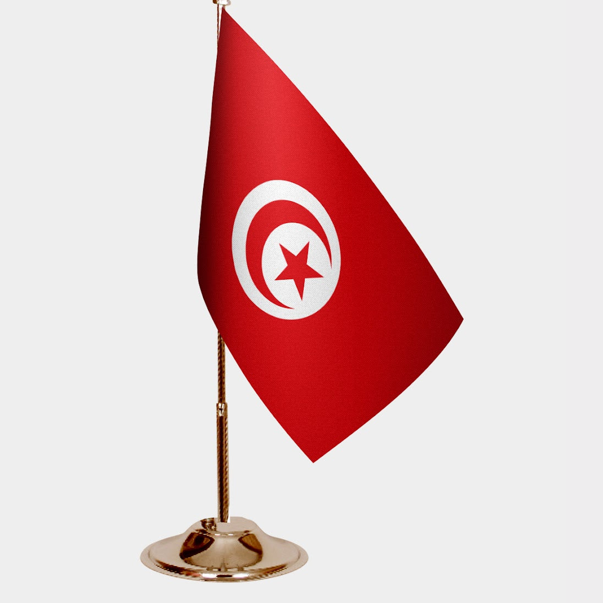Tunisia Gold Desk Flag - Premium Metal Stand