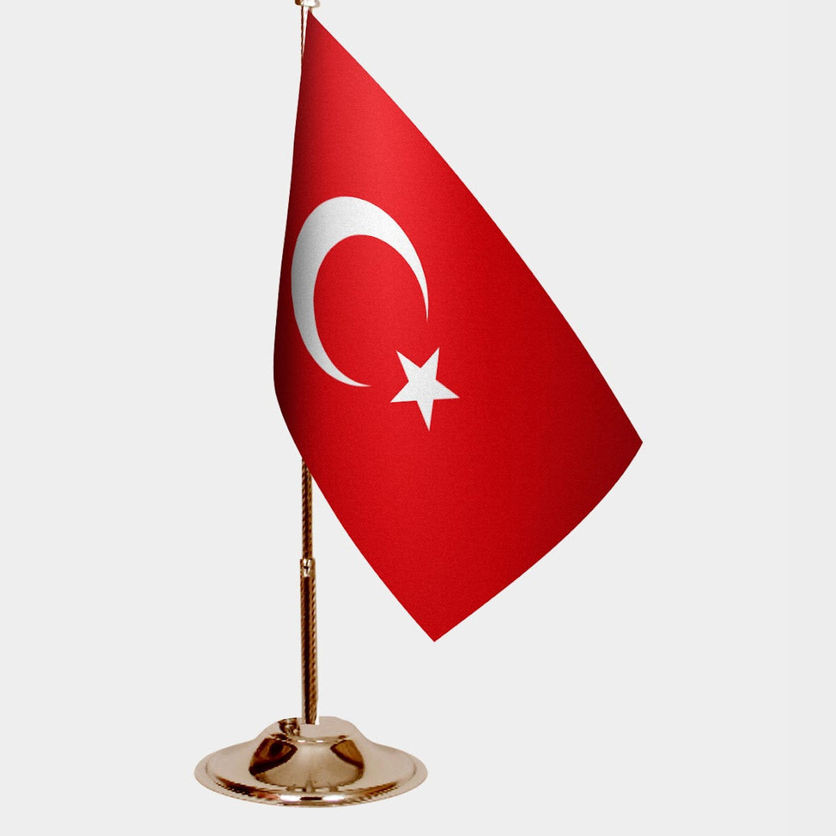 Turkey Gold Desk Flag - Premium Metal Stand