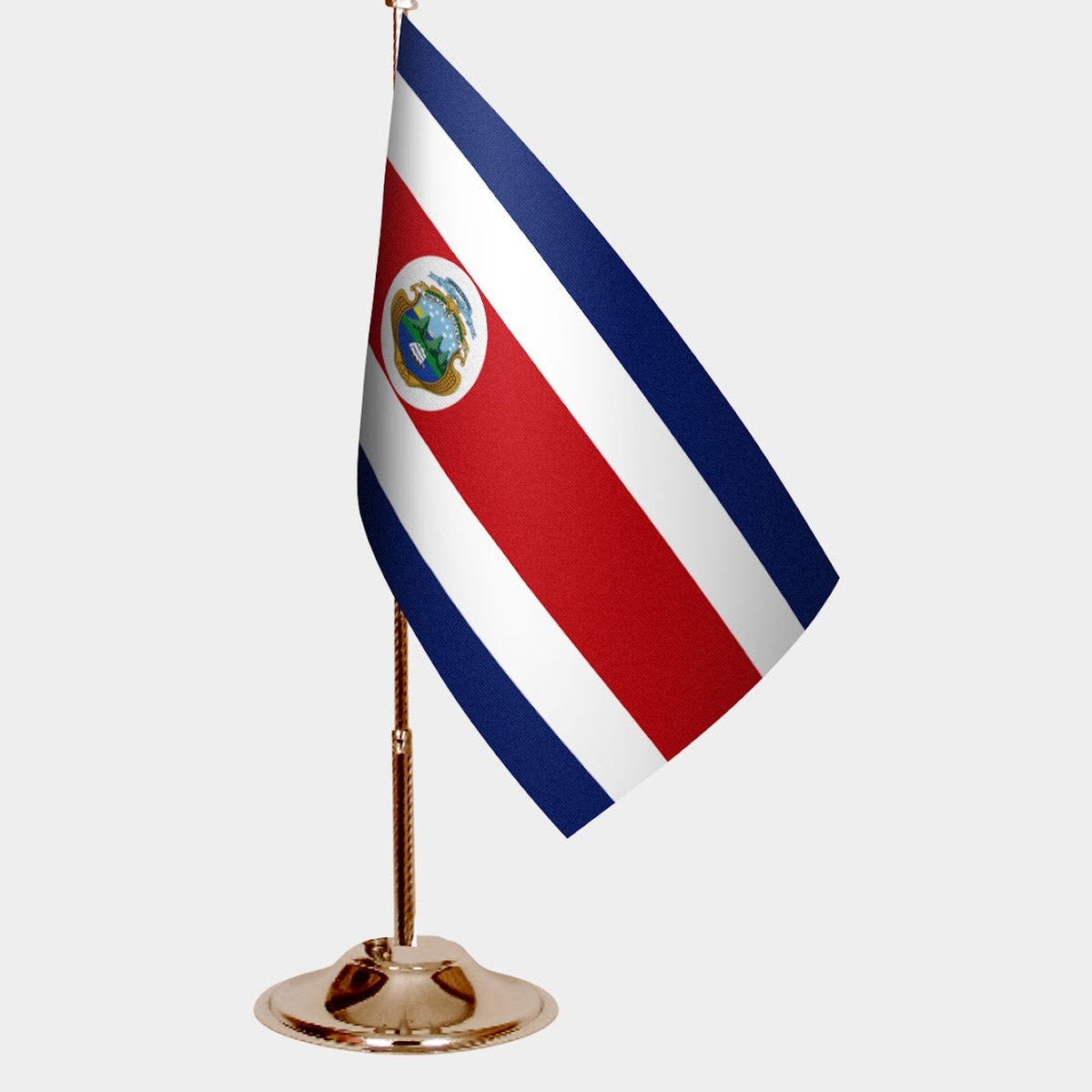 Costa Rica Gold Desk Flag - Premium Metal Stand