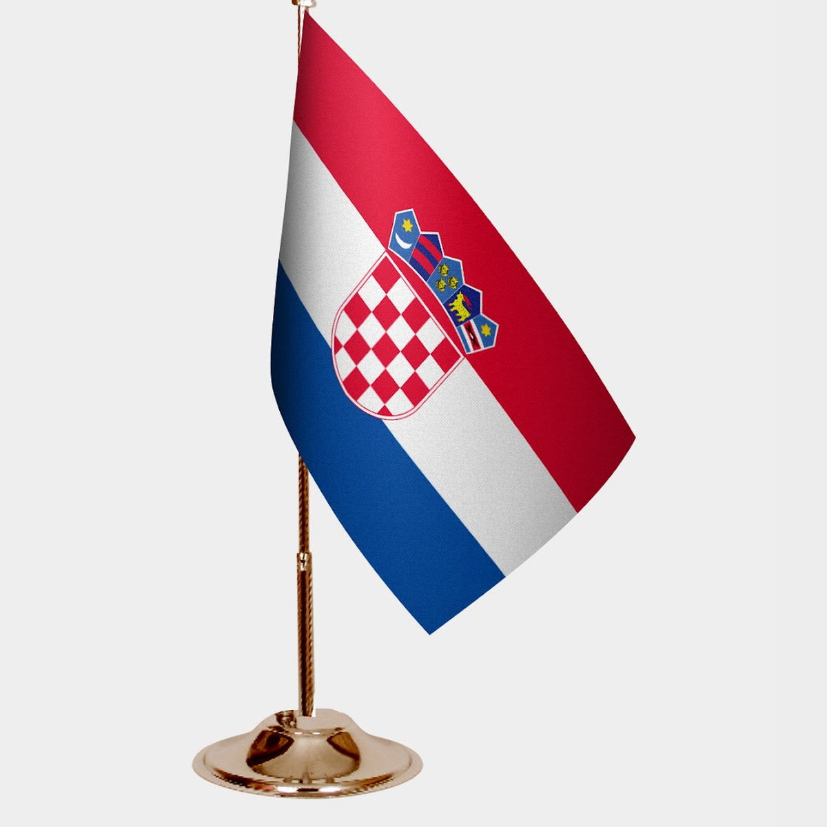Croatia Gold Desk Flag - Premium Metal Stand
