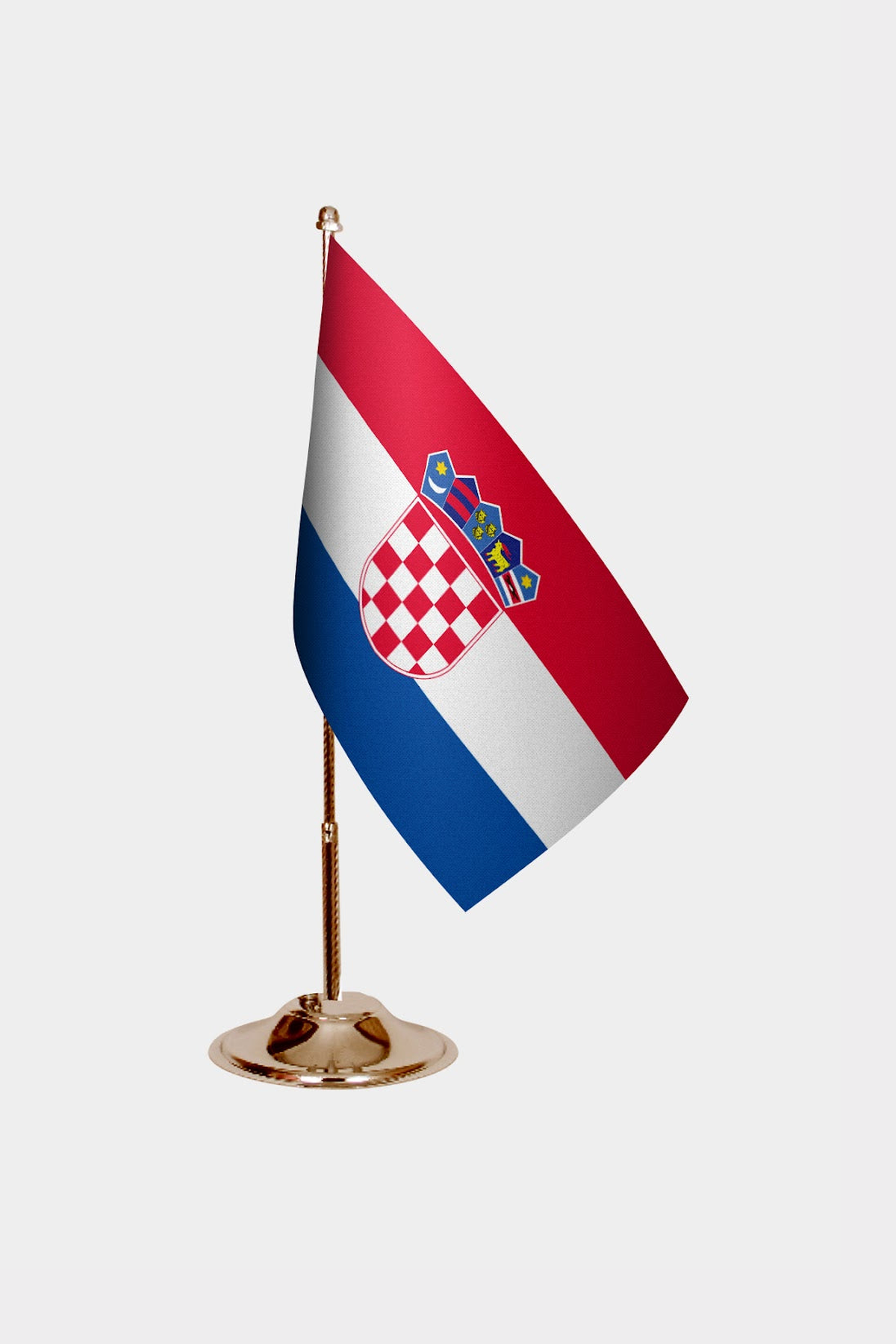 Croatia Gold Desk Flag - Premium Metal Stand