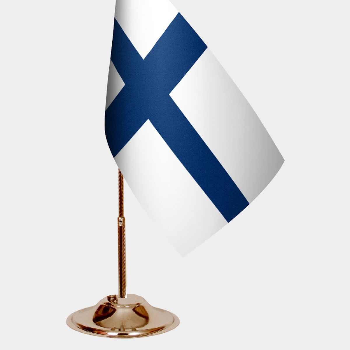Finland Gold Desk Flag - Premium Metal Stand