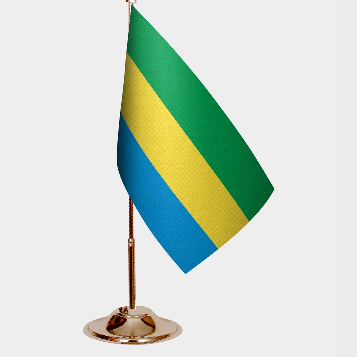 Gabon Gold Desk Flag - Premium Metal Stand