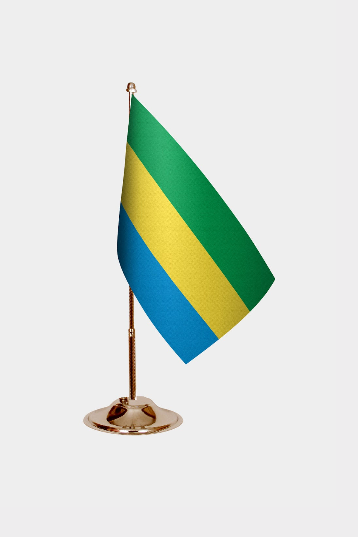 Gabon Gold Desk Flag - Premium Metal Stand