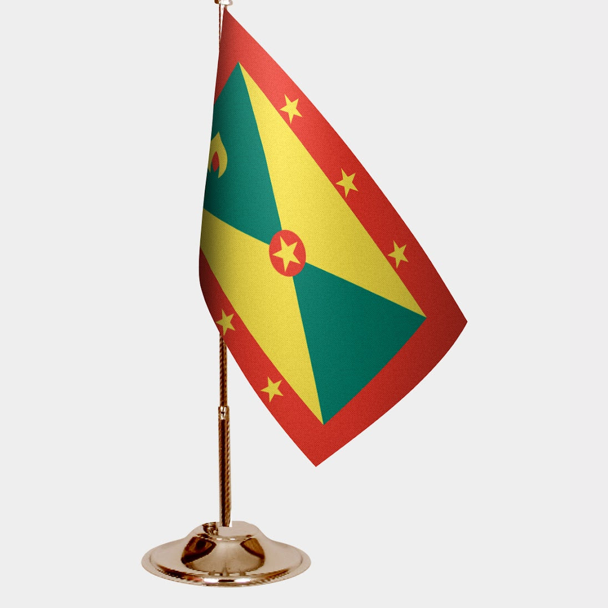Grenada Gold Desk Flag - Premium Metal Stand