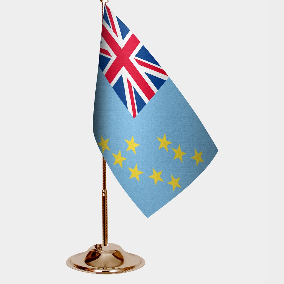 Tuvalu Gold Desk Flag - Premium Metal Stand