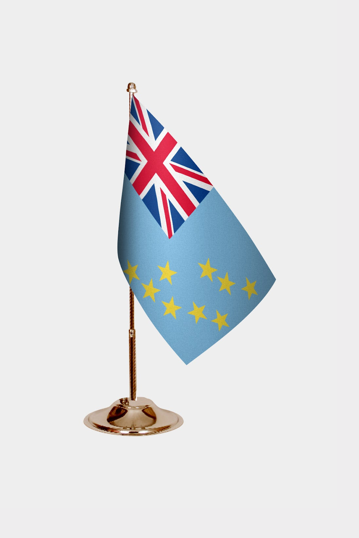 Tuvalu Gold Desk Flag - Premium Metal Stand