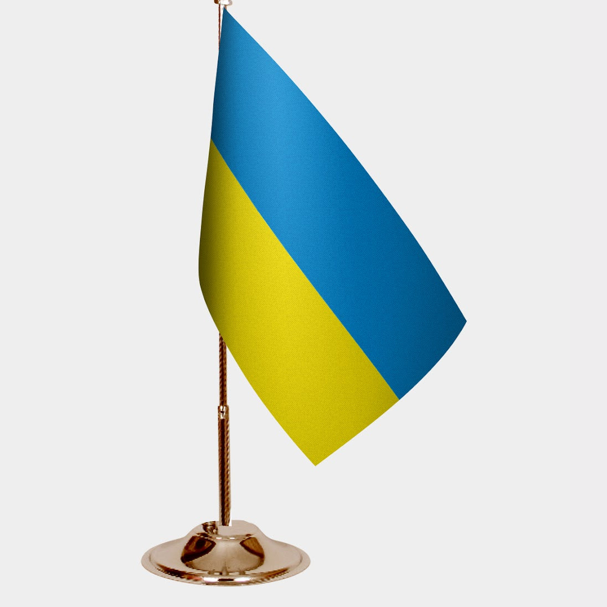 Ukraine Gold Desk Flag - Premium Metal Stand