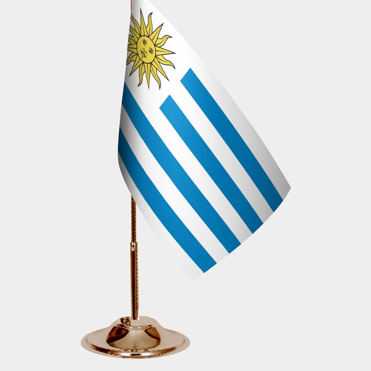Uruguay Gold Desk Flag - Premium Metal Stand