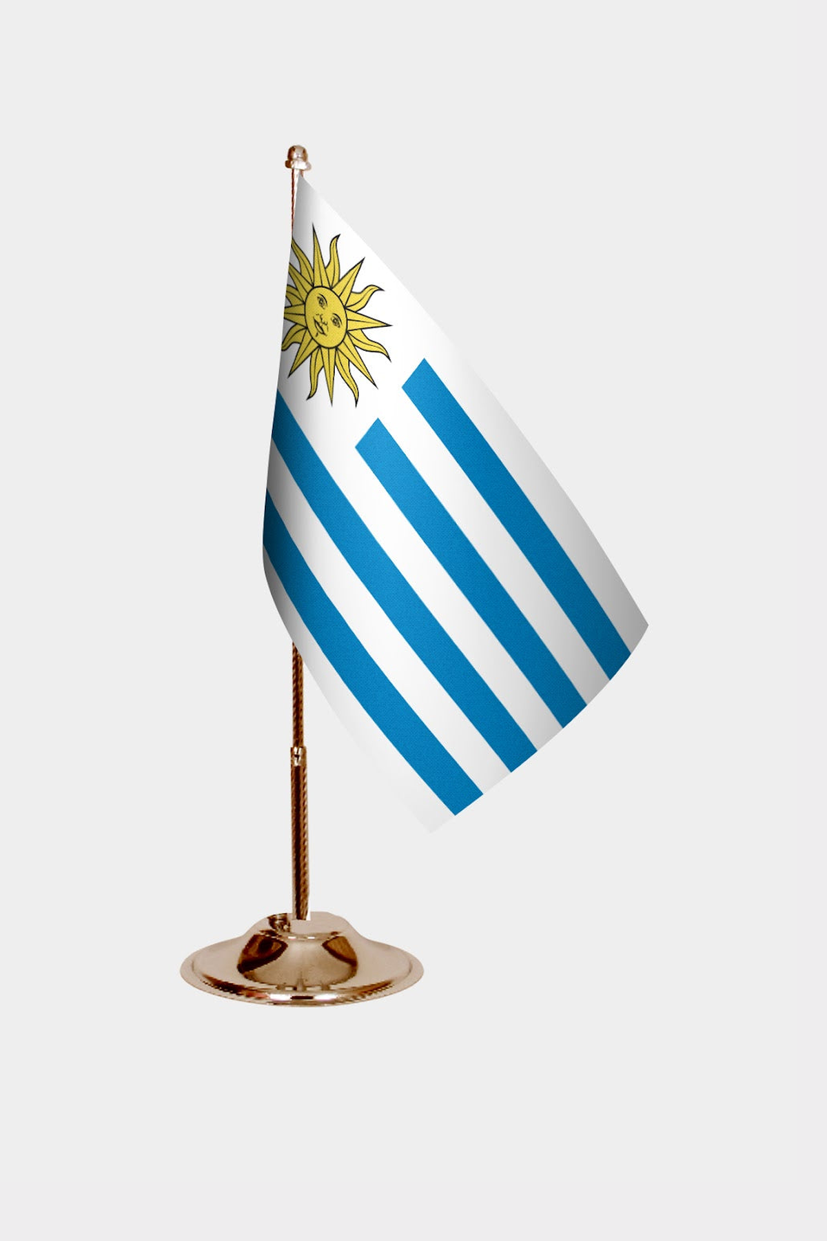 Uruguay Gold Desk Flag - Premium Metal Stand