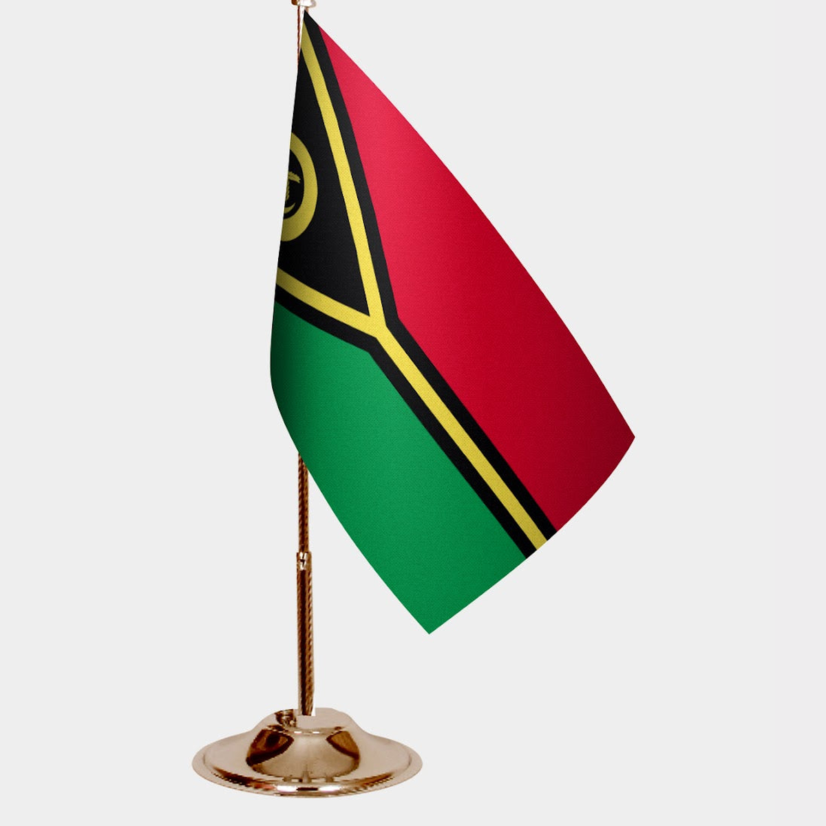 Vanuatu Gold Desk Flag - Premium Metal Stand