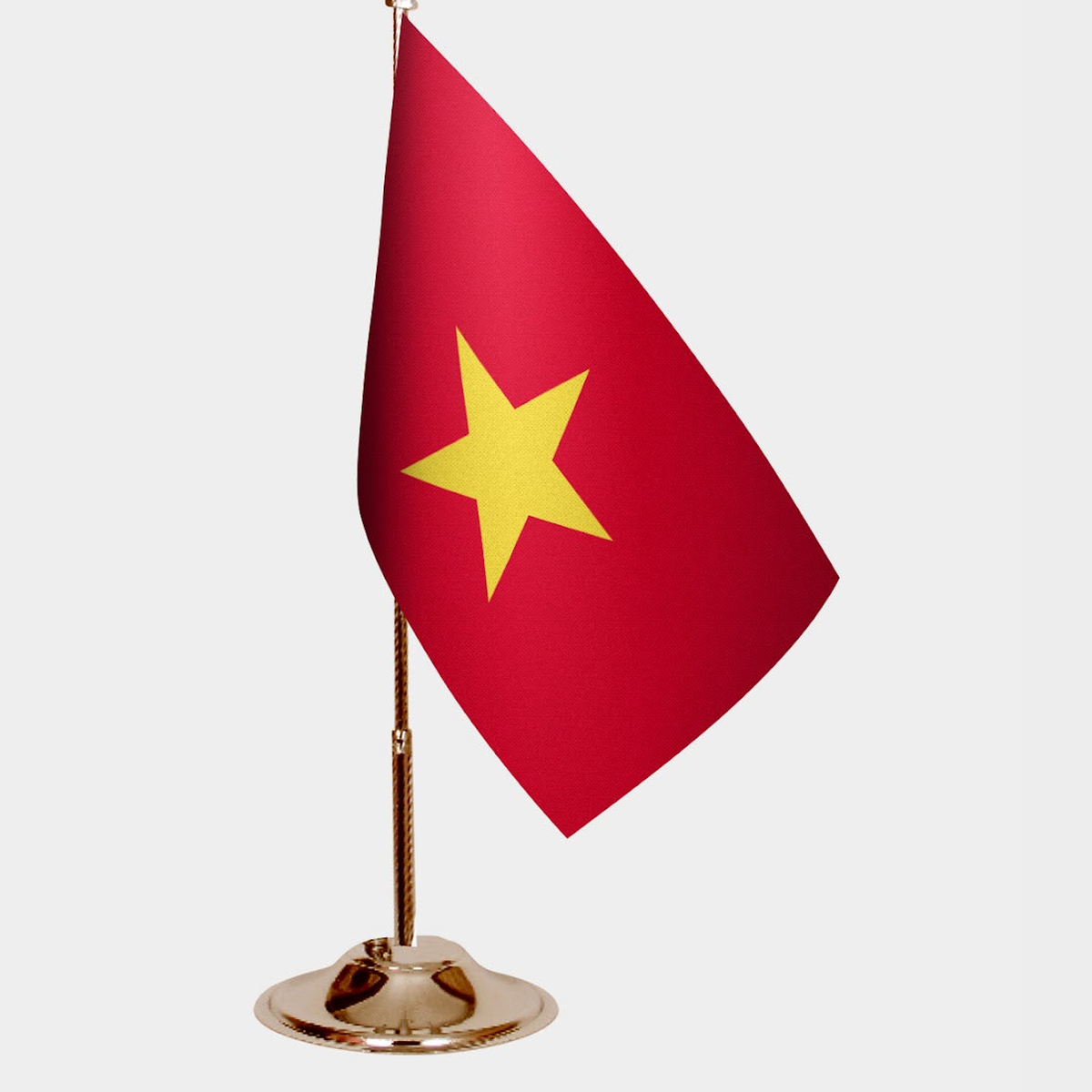 Vietnam Gold Desk Flag - Premium Metal Stand
