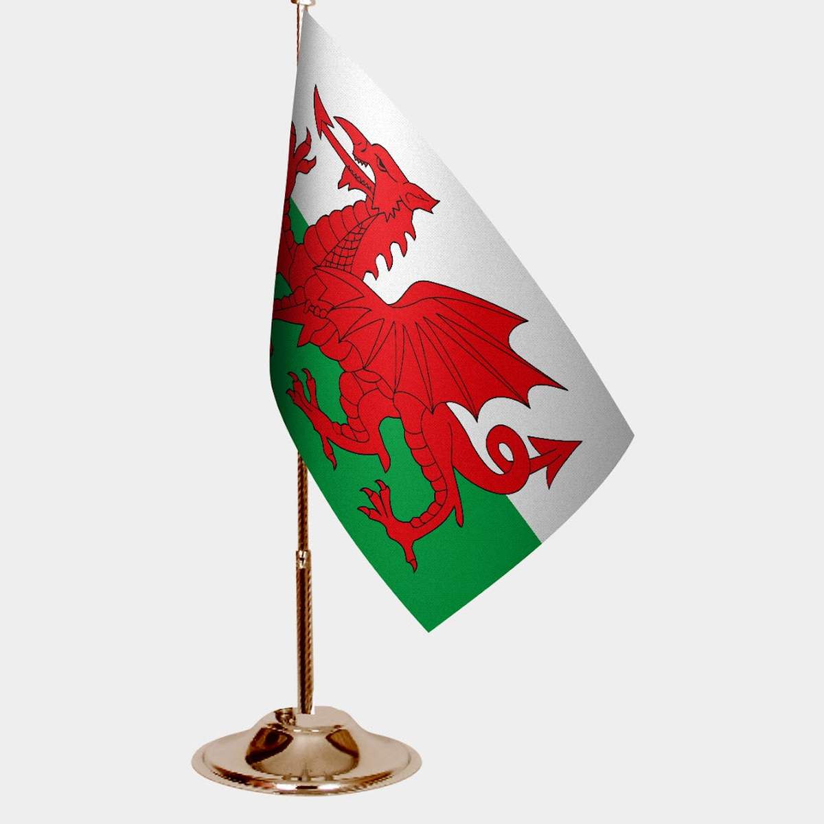 Wales Gold Desk Flag - Premium Metal Stand