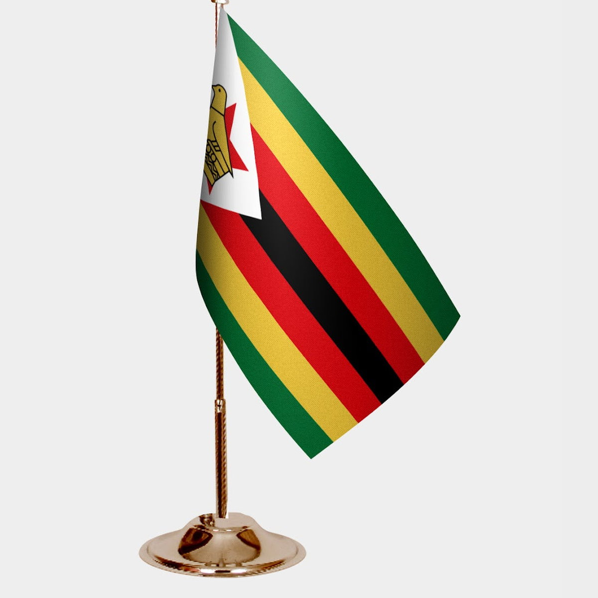 Zimbabwe Gold Desk Flag - Premium Metal Stand