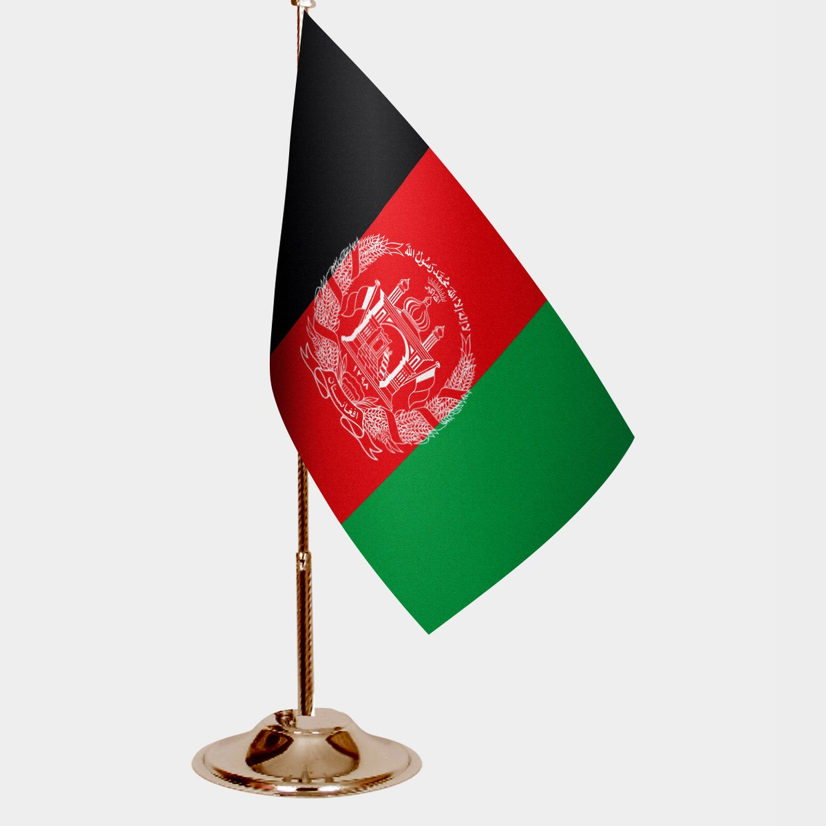 Afghanistan Gold Desk Flag - Premium Metal Stand