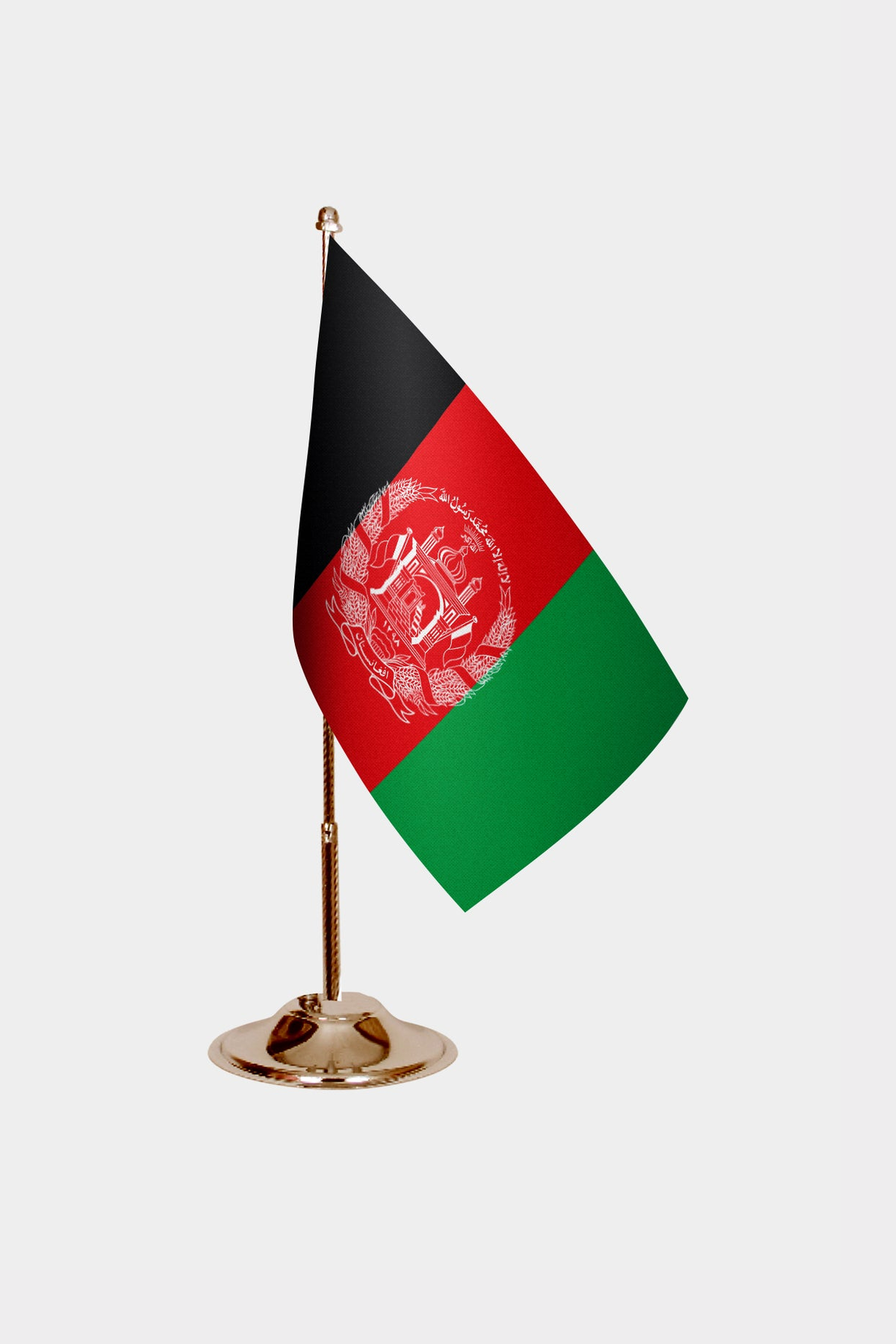 Afghanistan Gold Desk Flag - Premium Metal Stand