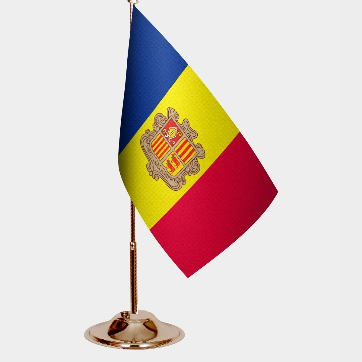 Andorra Gold Desk Flag - Premium Metal Stand