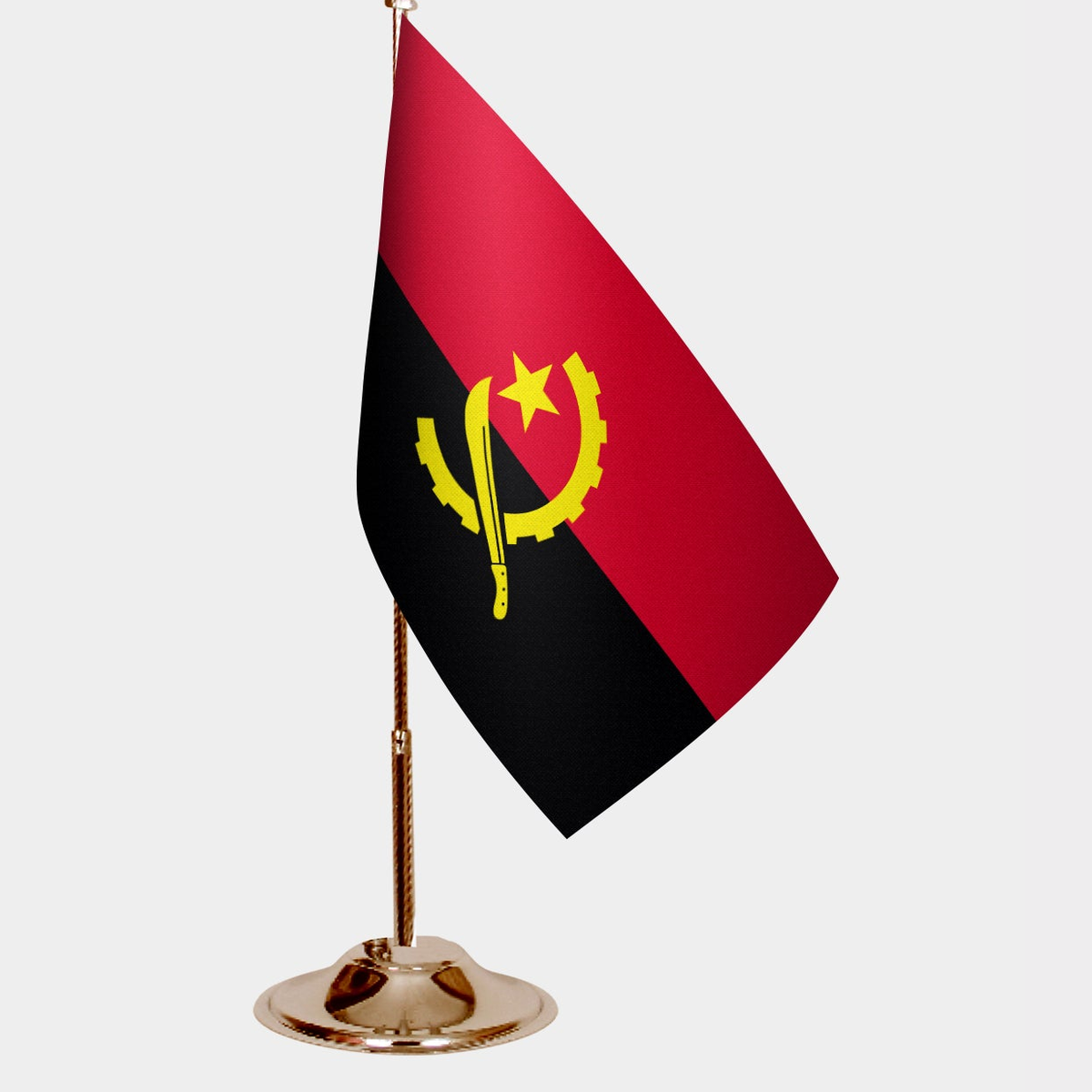 Angola Gold Desk Flag - Premium Metal Stand