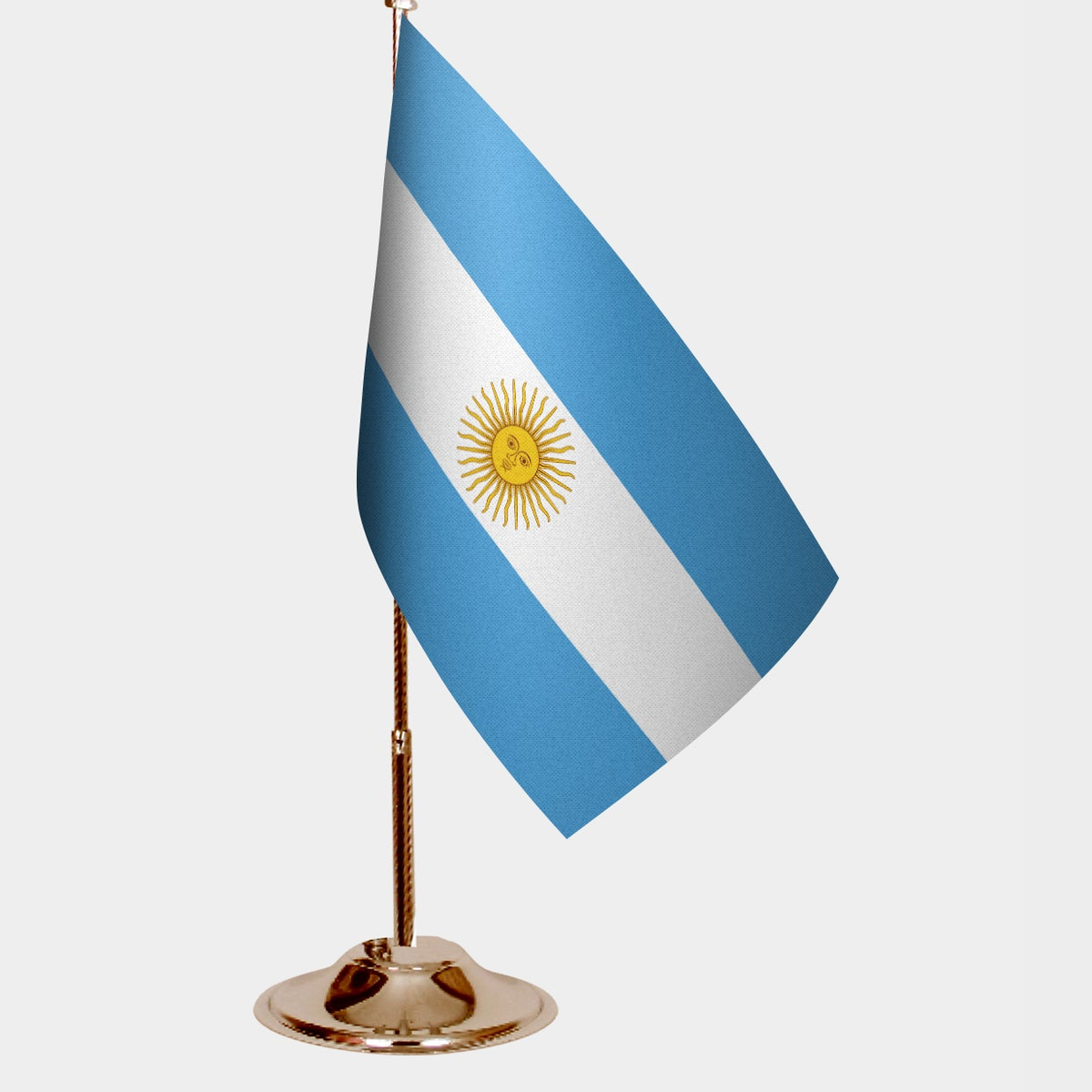 Argentine Gold Desk Flag - Premium Metal Stand