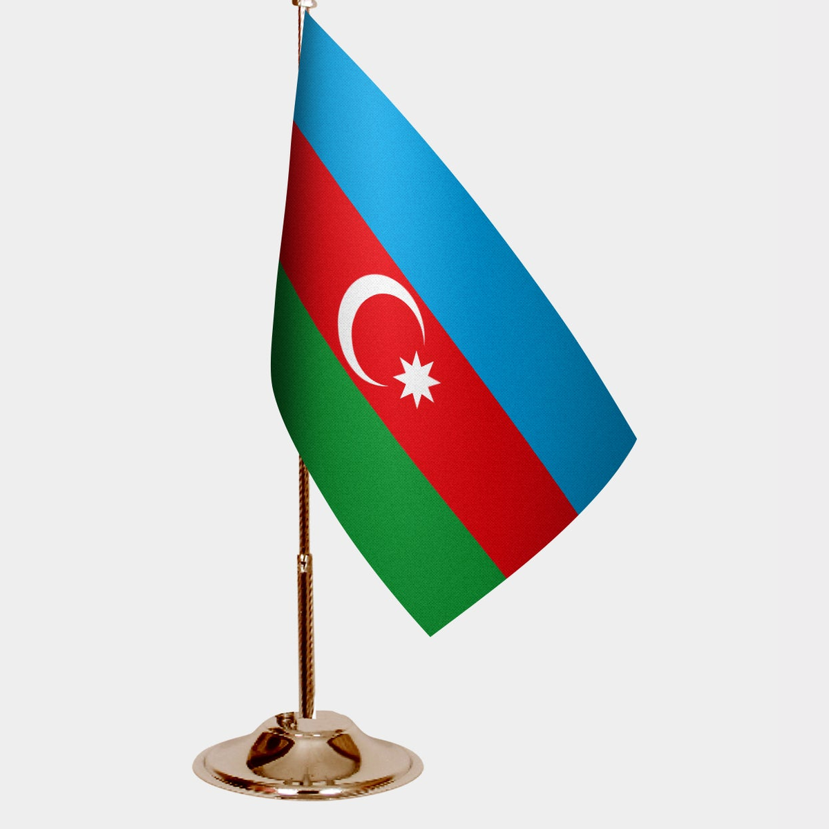 Azerbaijan Gold Desk Flag - Premium Metal Stand