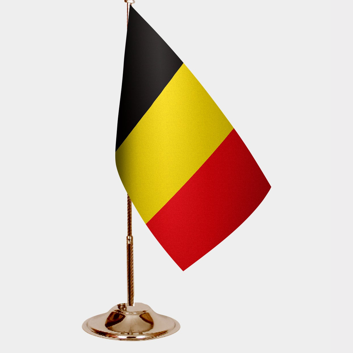 Belgium Gold Desk Flag - Premium Metal Stand