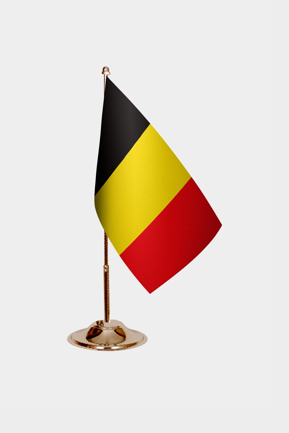 Belgium Gold Desk Flag - Premium Metal Stand