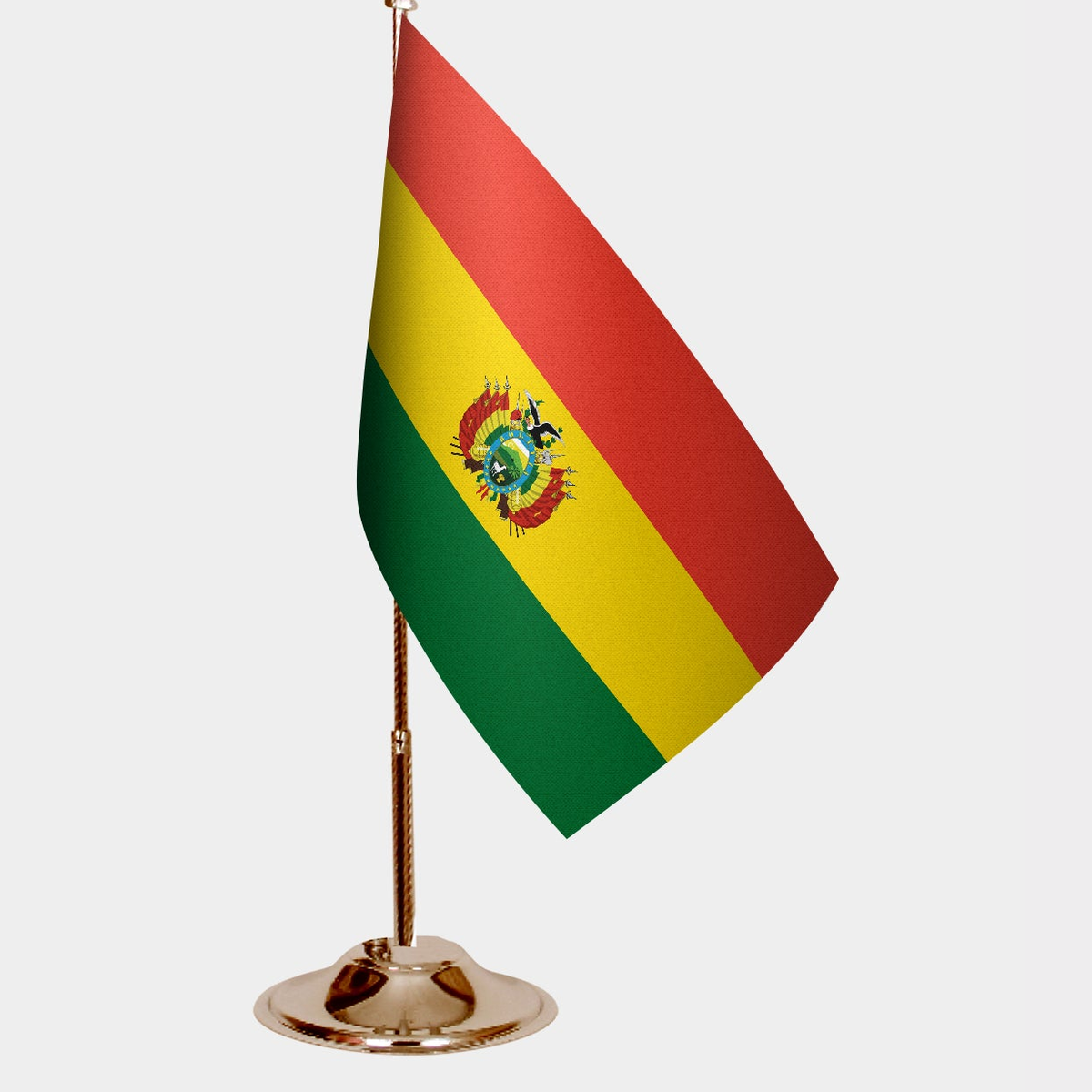 Bolivia Gold Desk Flag - Premium Metal Stand