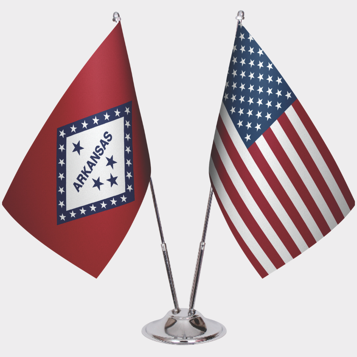 Arkansas & U.S. Desk Flag Set — Double Satin