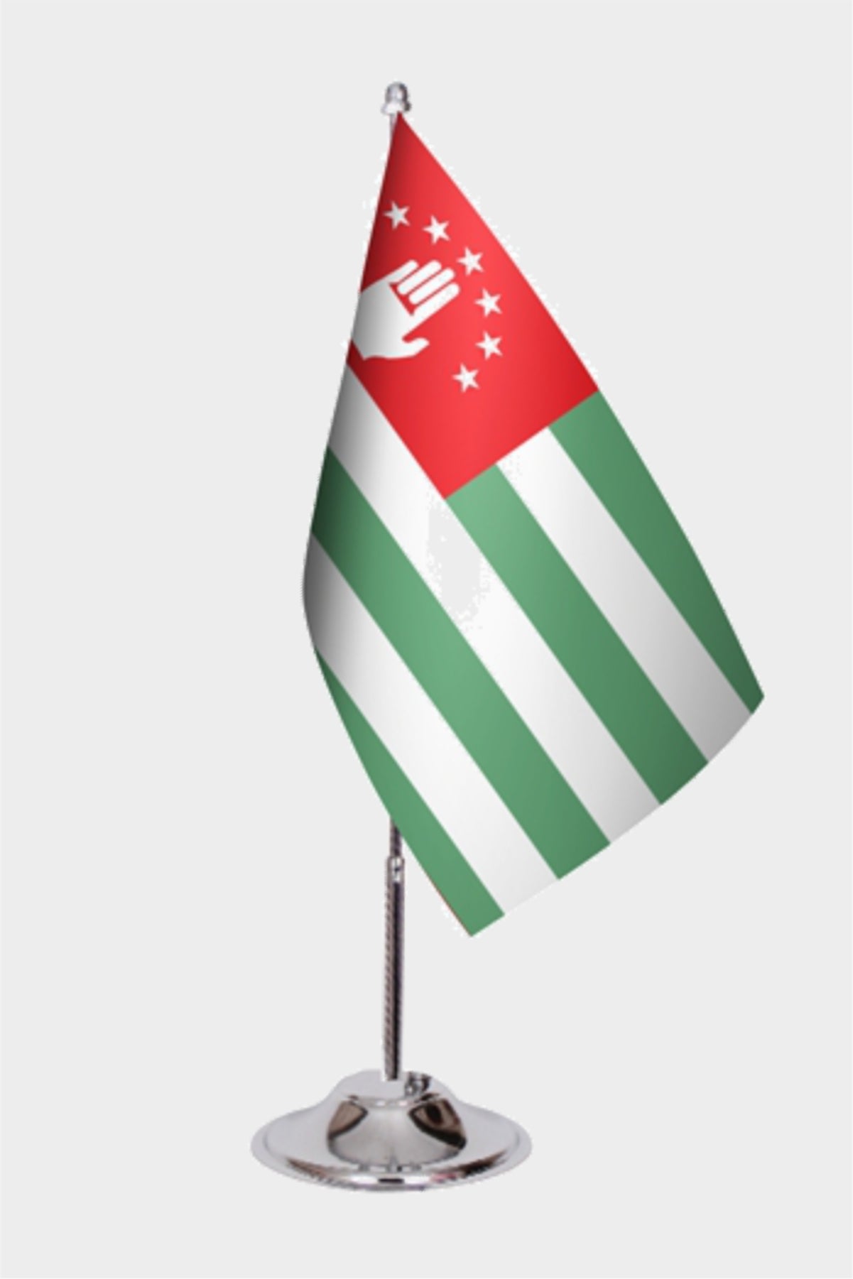Abhazya Desk Flag - Premium Double-Layer Satin with Chrome L-Shaped Stand | Professional Quality Country Desk Flag for Government Offices and Institutions