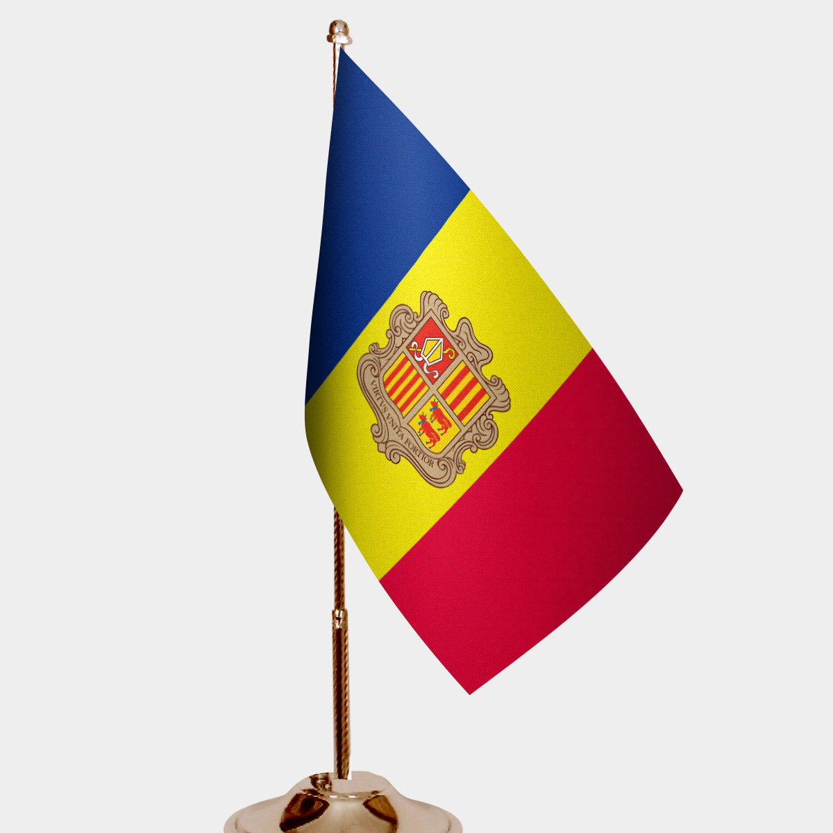 Andorra Gold Desk Flag - Premium Metal Stand