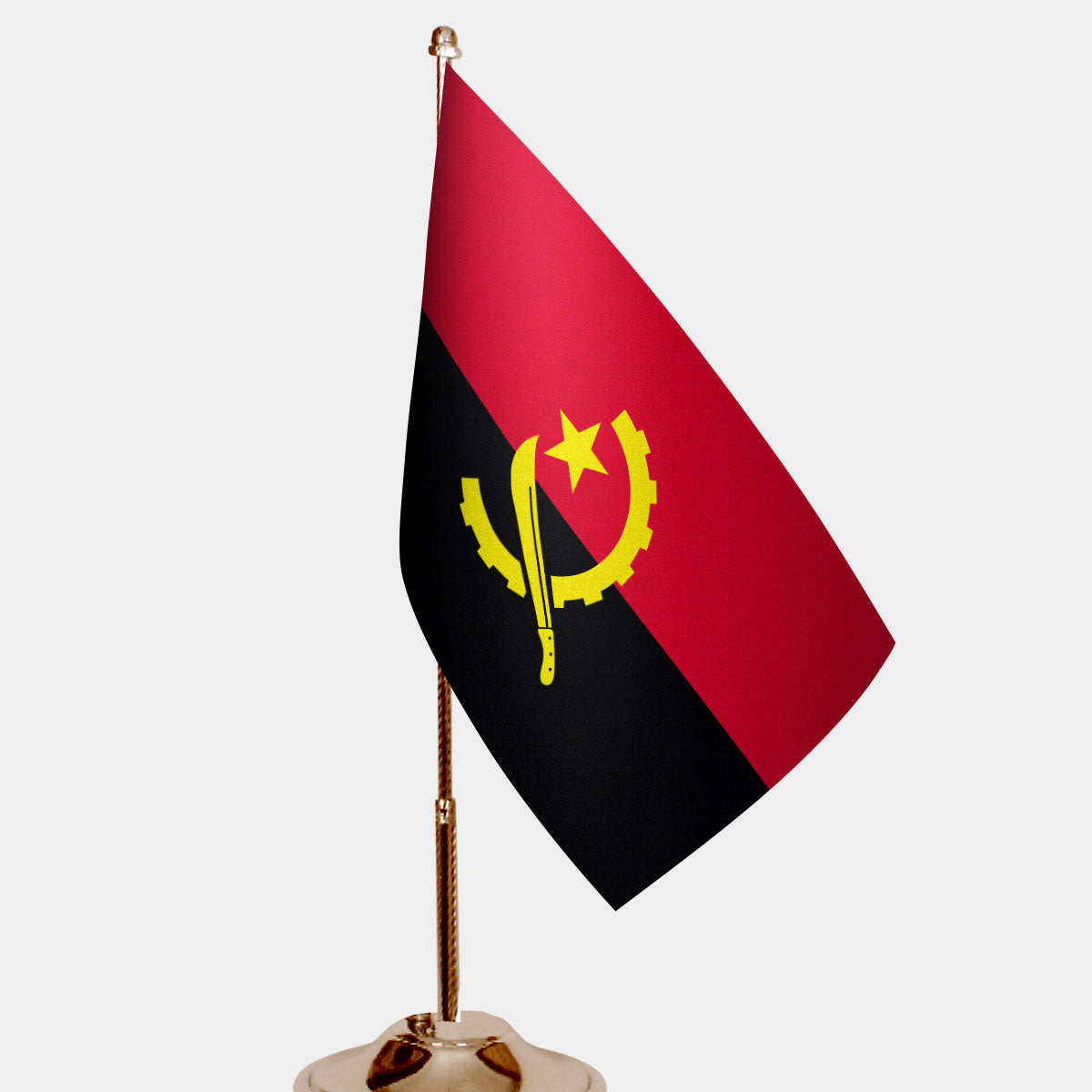 Angola Gold Desk Flag - Premium Metal Stand