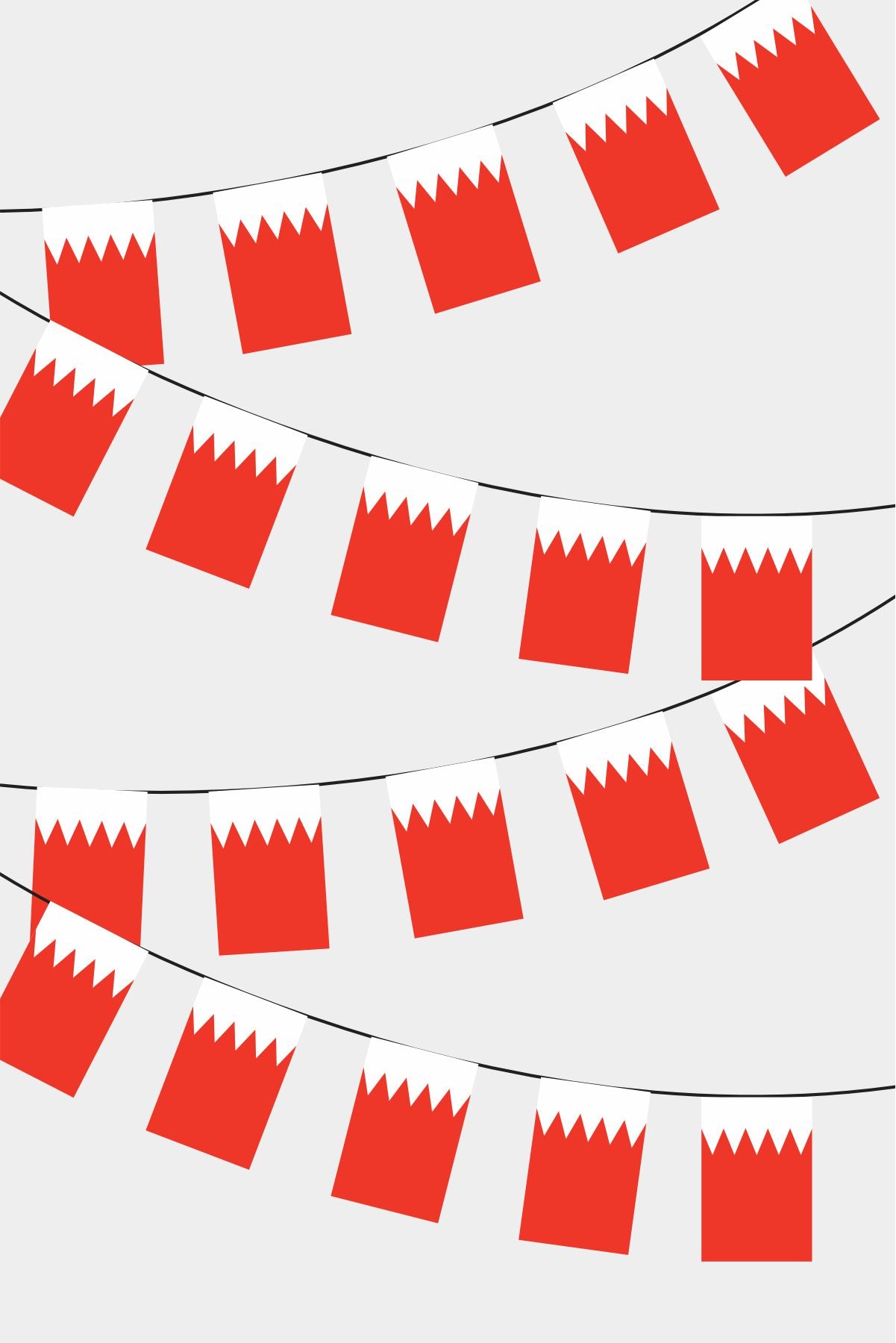 Bahrain Rectangular Flag Bunting - 50 Meters Premium String Flags for Party Decoration | Professional Quality Raschel Fabric