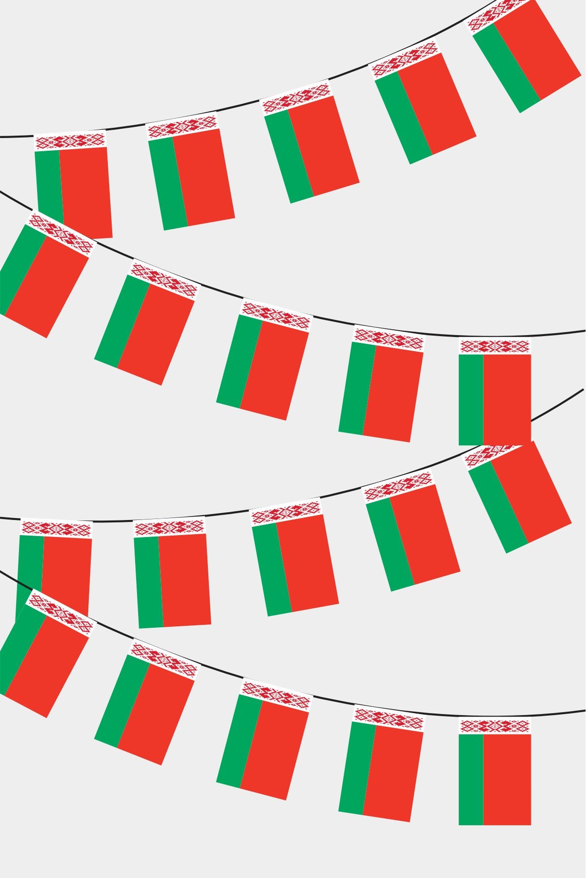 Belarus Rectangular Flag Bunting - 50 Meters Premium String Flags for Party Decoration | Professional Quality Raschel Fabric