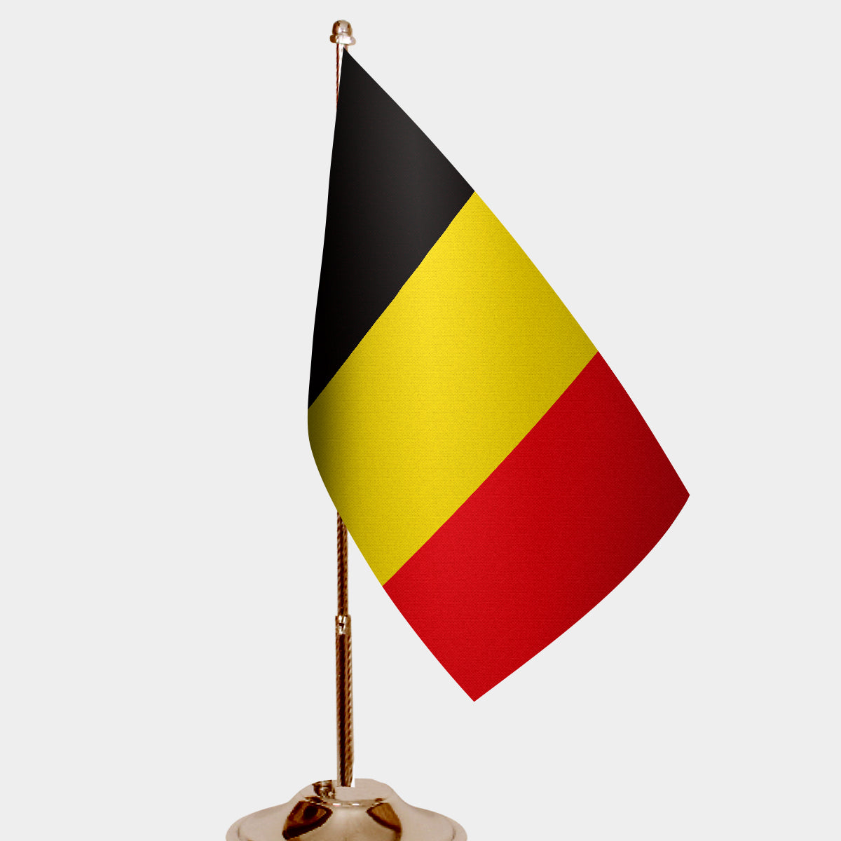 Belgium Gold Desk Flag - Premium Metal Stand