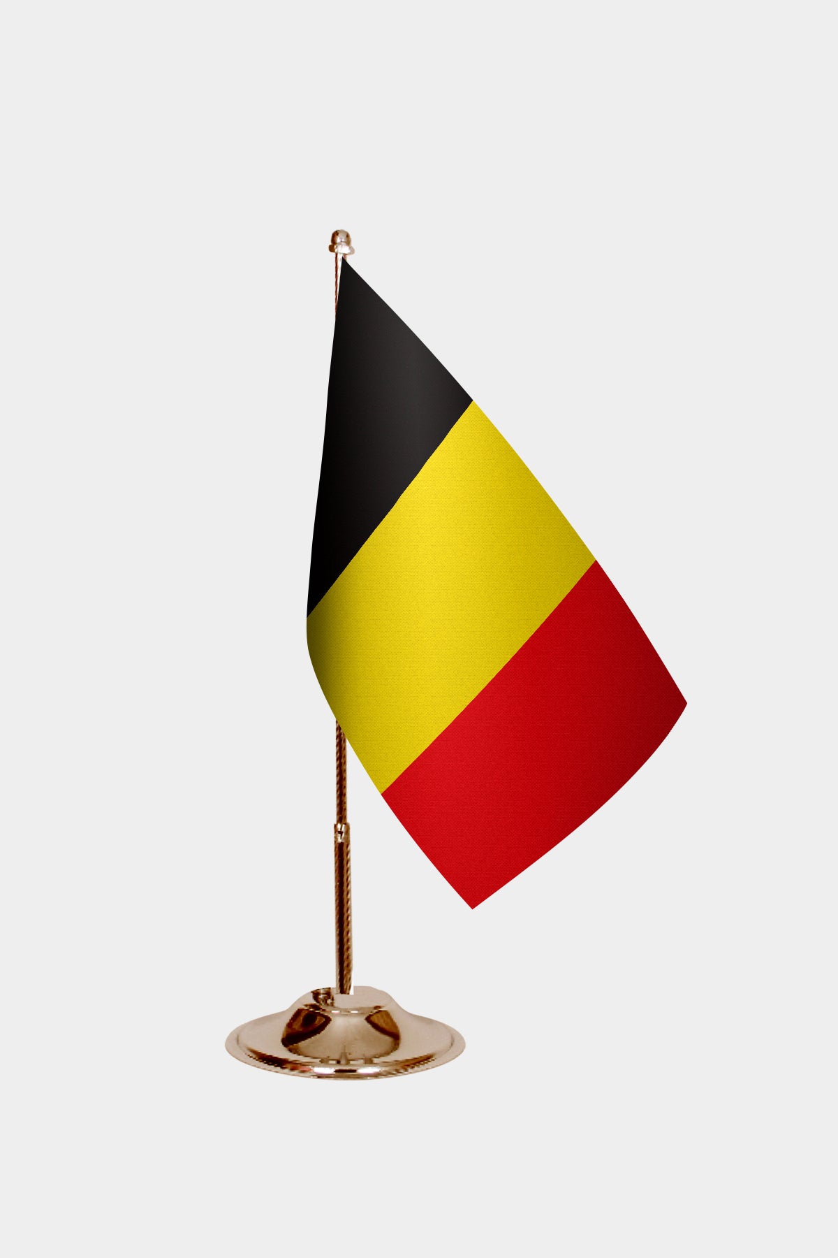 Belgium Gold Desk Flag - Premium Metal Stand