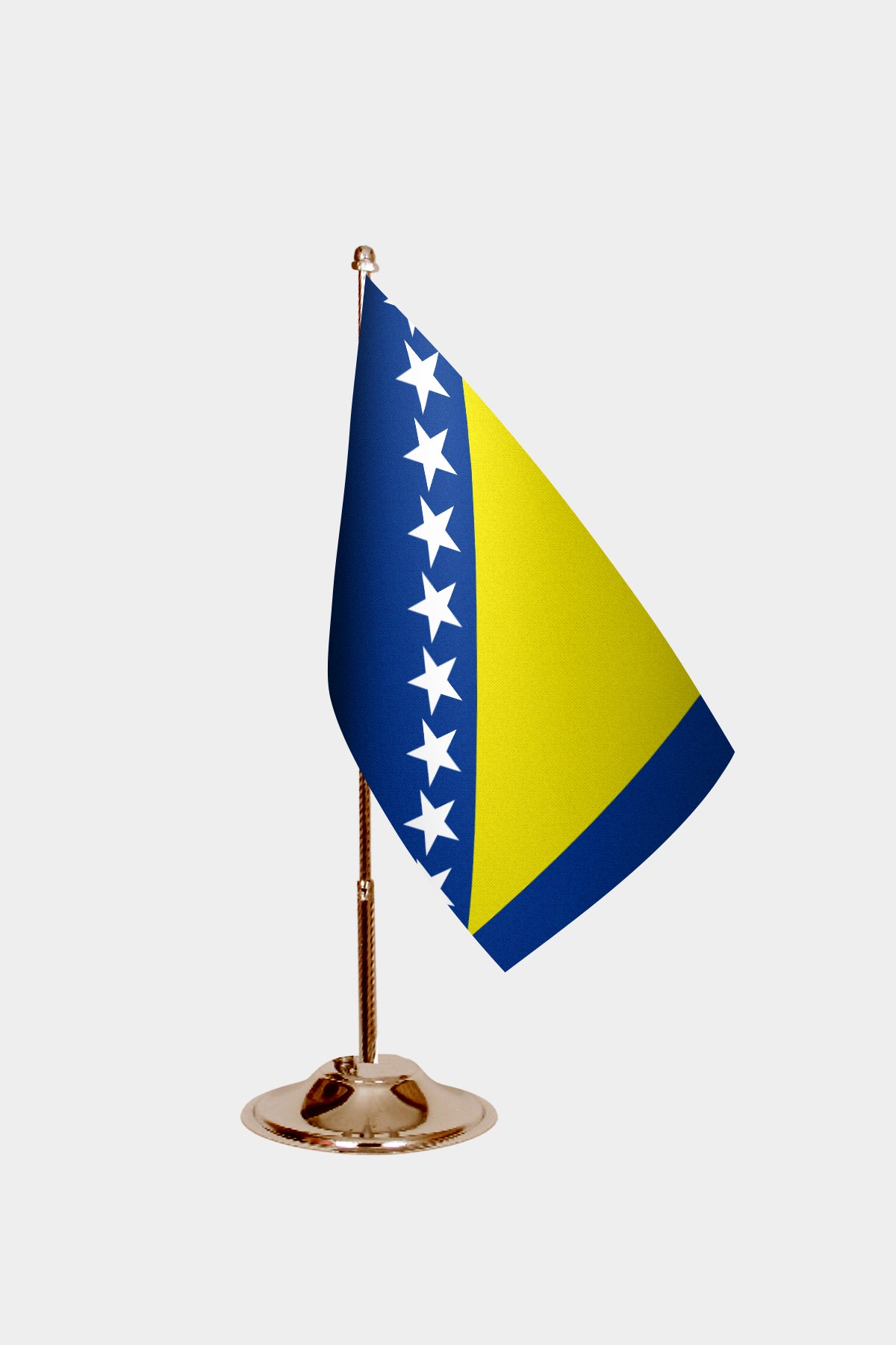 Bosna and Herzegovina Gold Desk Flag - Premium Metal Stand