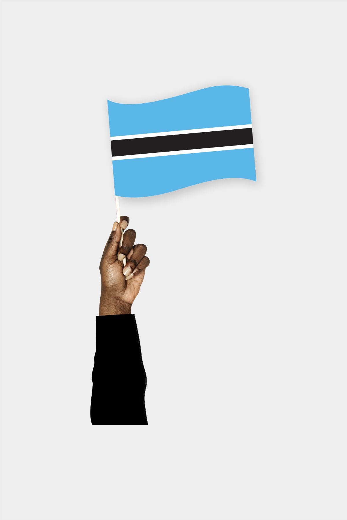 Botswana handheld flag on stick - durable polyester country flag for events and parades