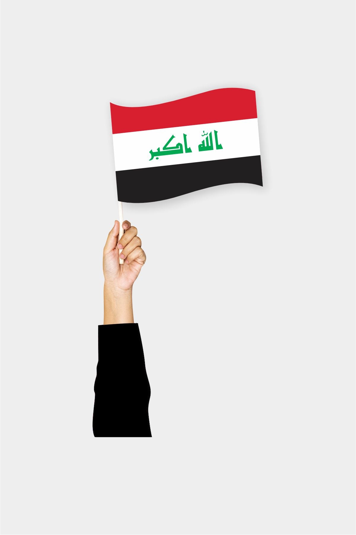 Iraq handheld flag on stick - durable polyester country flag for events and parades