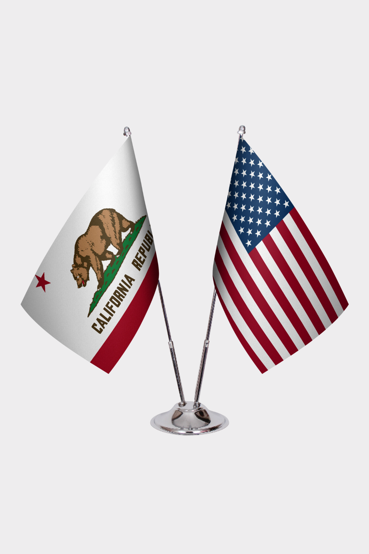 California & U.S. Desk Flag Set — Double Satin
