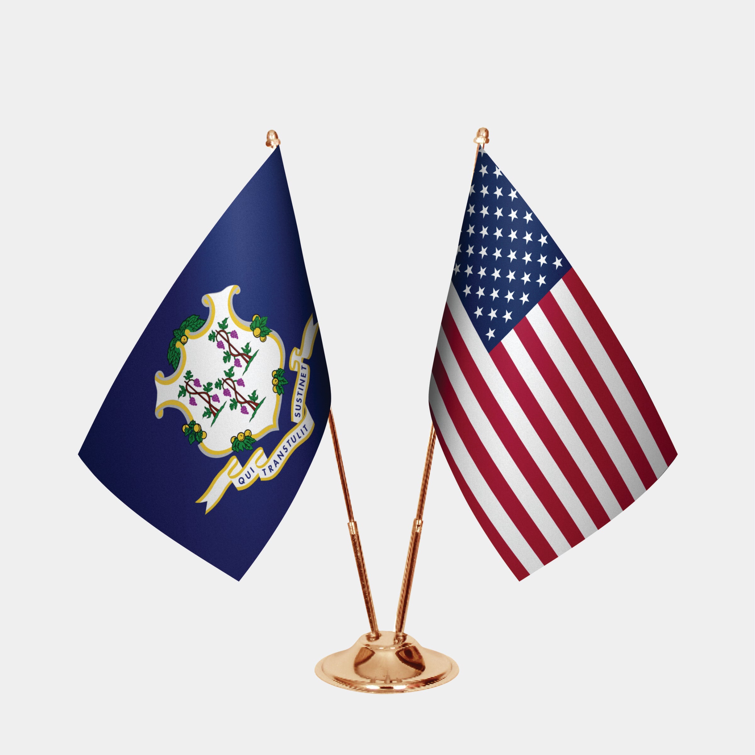 Connecticut & U.S. Desk Flag Set