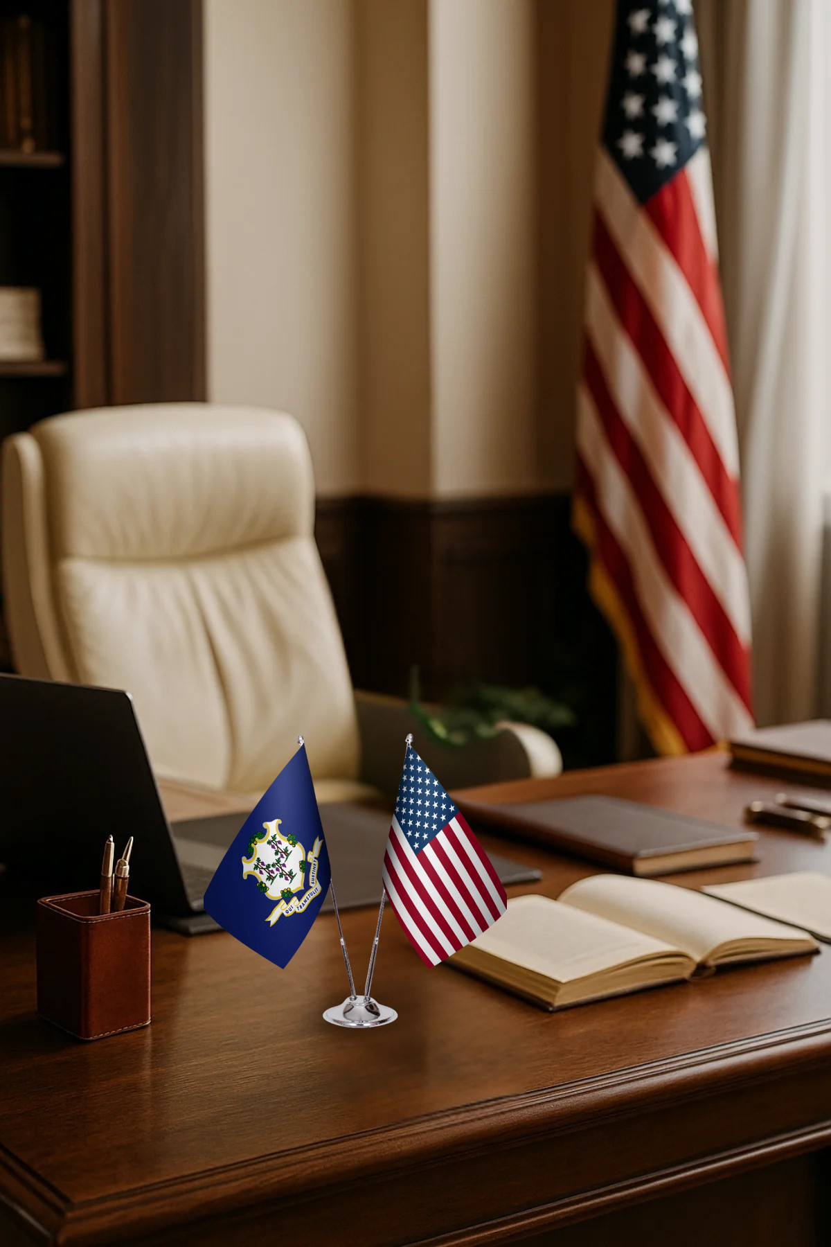 Connecticut Gold Desk Flag