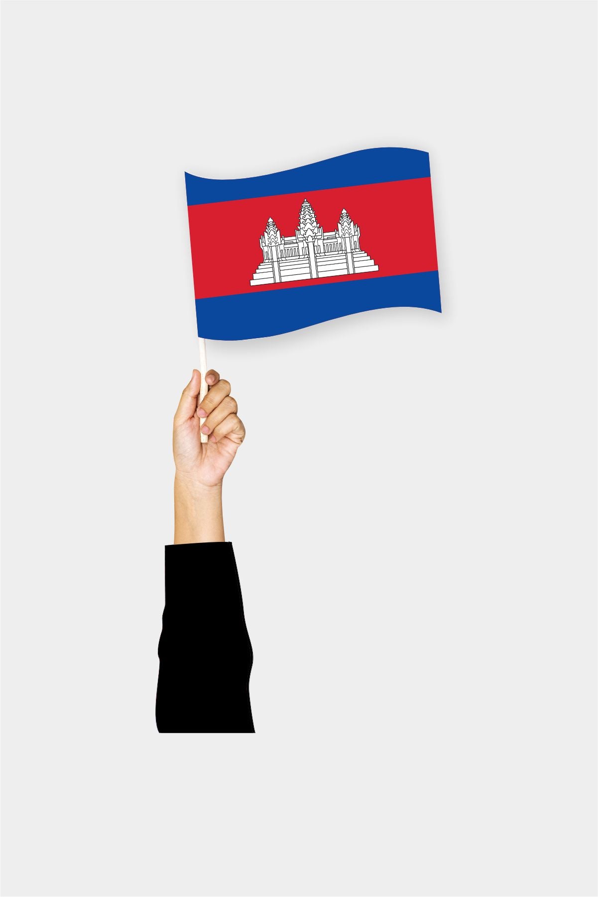 Cambodia handheld flag on stick - durable polyester country flag for events and parades
