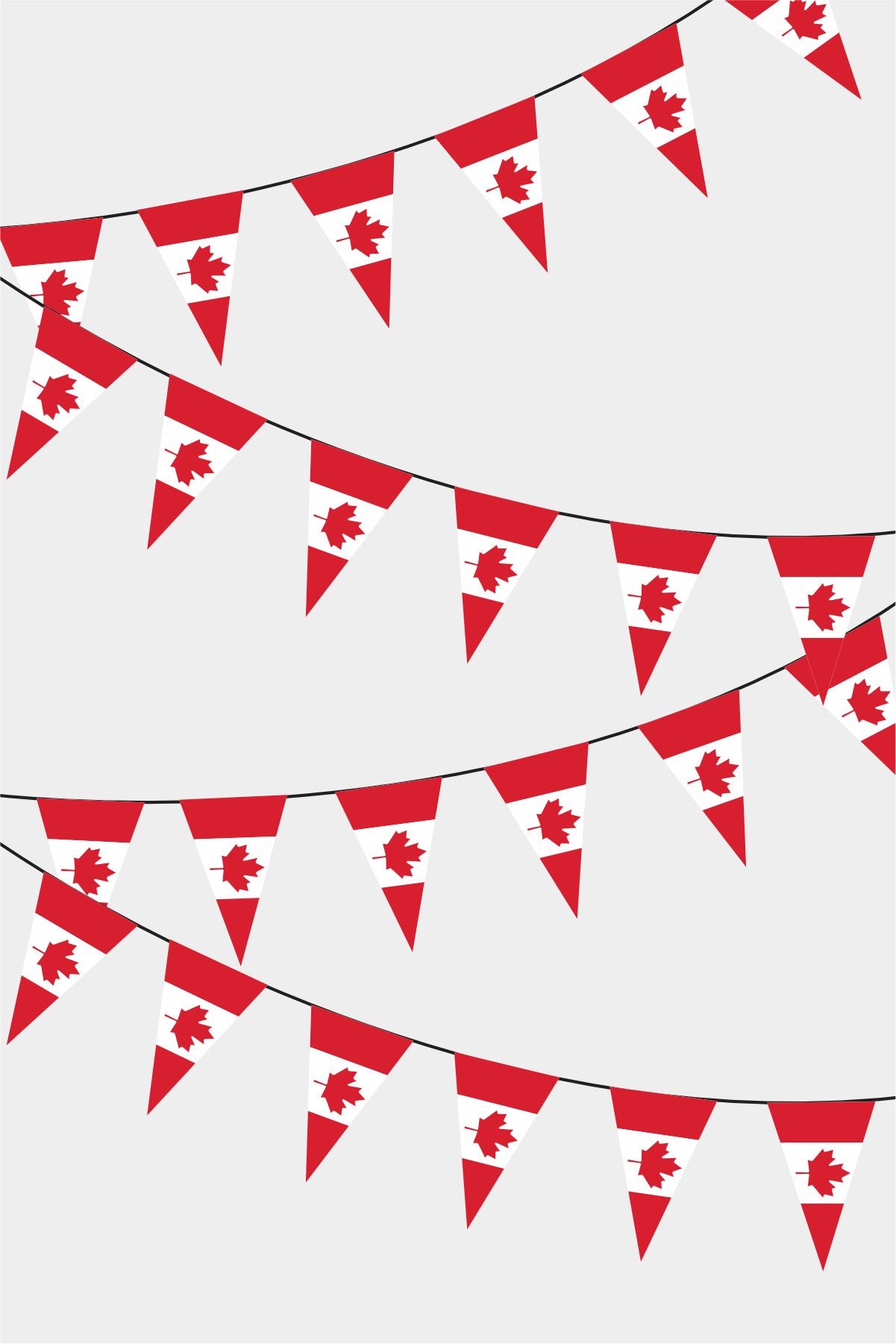 Canada Triangular Flag Bunting - 50 Meters Premium Pennant Flags for Party Decoration | Professional Quality Raschel Fabric