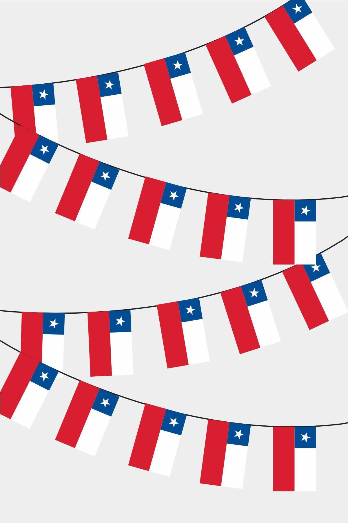 Chile Rectangular Flag Bunting - 50 Meters Premium String Flags for Party Decoration | Professional Quality Raschel Fabric