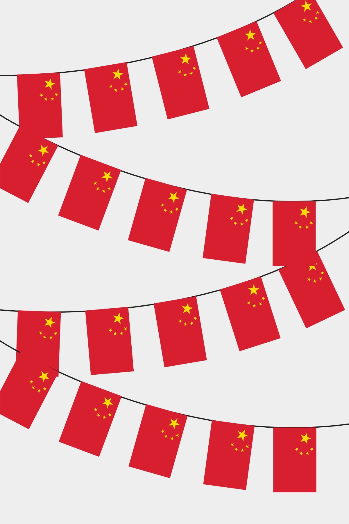 Chinese Rectangular Flag Bunting - 50 Meters Premium String Flags for Party Decoration | Professional Quality Raschel Fabric