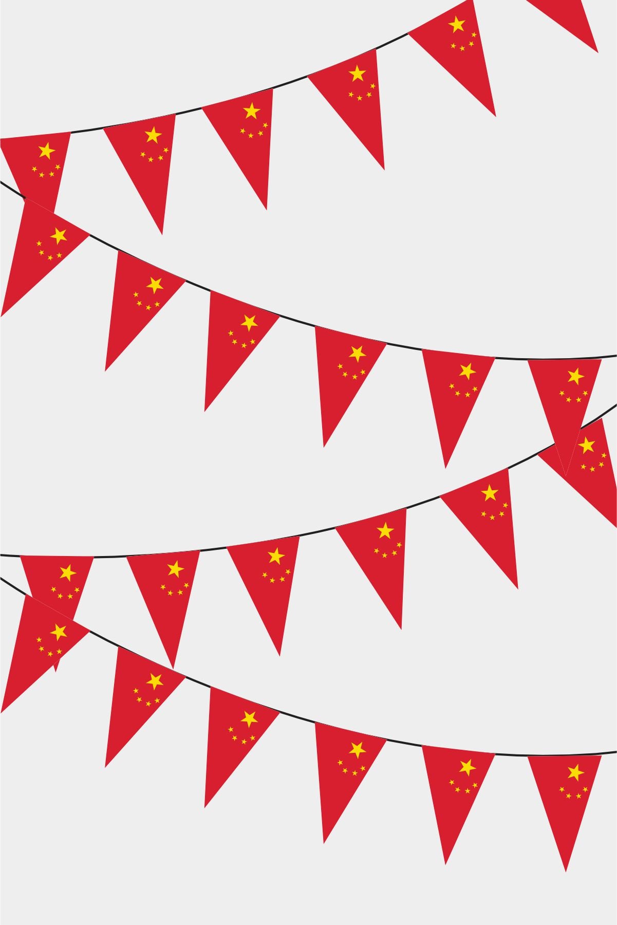 Chinese Triangular Flag Bunting - 50 Meters Premium Pennant Flags for Party Decoration | Professional Quality Raschel Fabric