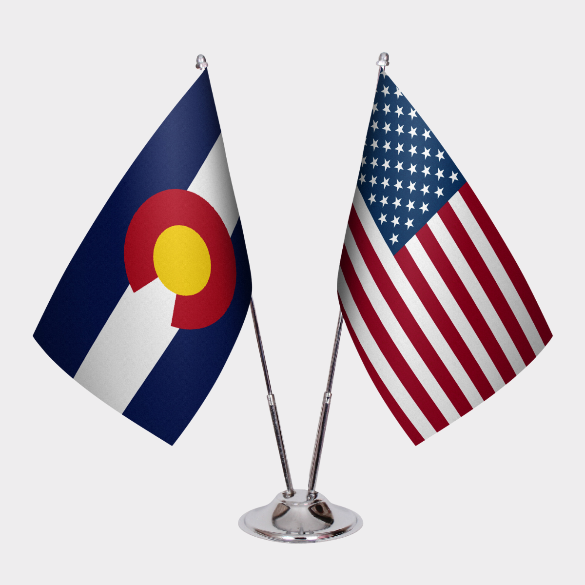 Colorado & U.S. Desk Flag Set — Double Satin